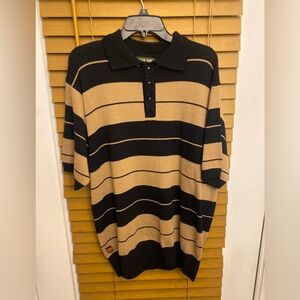 FB county Charlie Brown Tan and Black polo